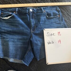 American Eagle Outfitters Dark Blue Tomgirl Midi Denim Shorts